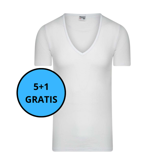 Beeren Bodywear - Heren Shirt EXTRA LANG met Diepe V-Hals Willem 5+1 GRATIS